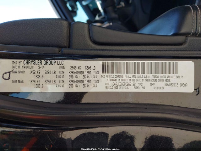 Продажа на аукционе авто 2015 Jeep Grand Cherokee Limited, vin: 1C4RJEBG5FC668122, номер лота: 44705065