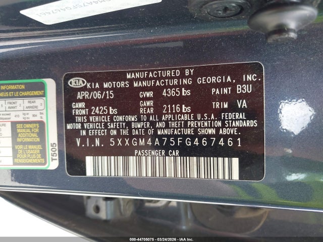 5XXGM4A75FG467461 KIA Optima Lx