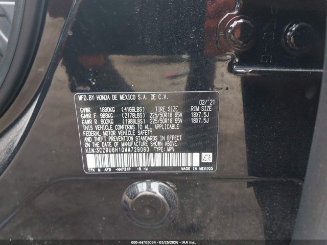 3CZRU6H10MM729060 Honda Hr-v Awd Sport