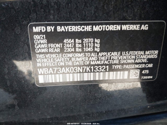 Aukcja sprzedaży 2022 Bmw 228 Gran Coupe I Xdrive, vin: WBA73AK03N7K13321, numer aukcji: 44705101