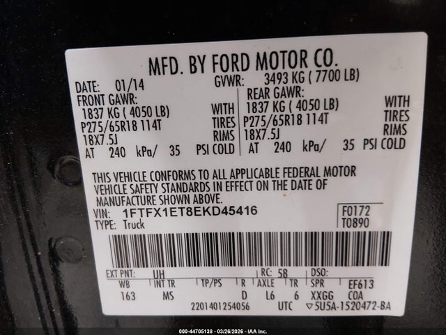 2014 FORD F-150 1FTFX1ET8EKD45416 Photo 8