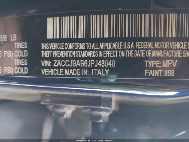 Продажа на аукционе авто 2018 Jeep Renegade Sport 4x4, vin: ZACCJBAB6JPJ48040, номер лота: 44705153