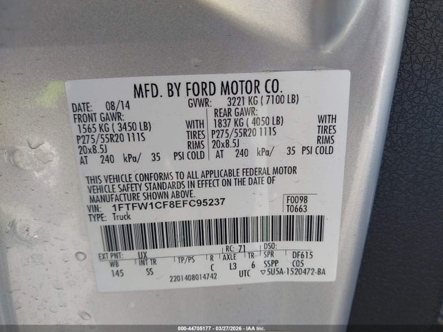 Ford F-150 Stx 2014 1FTFW1CF8EFC95237 Image 9