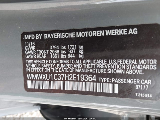 2017 MINI HARDTOP WMWXU1C37H2E19364 Photo 8