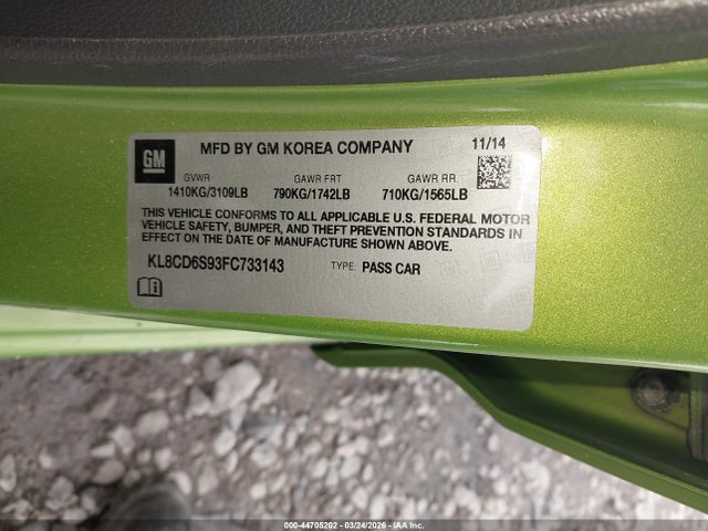 Chevrolet Spark 1lt Cvt 2015 KL8CD6S93FC733143 Image 9