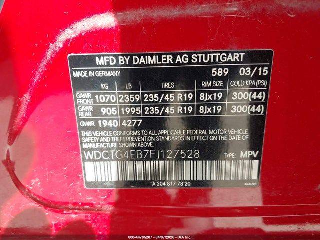 Mercedes-Benz GLA 250 2015 WDCTG4EB7FJ127528 Image 9