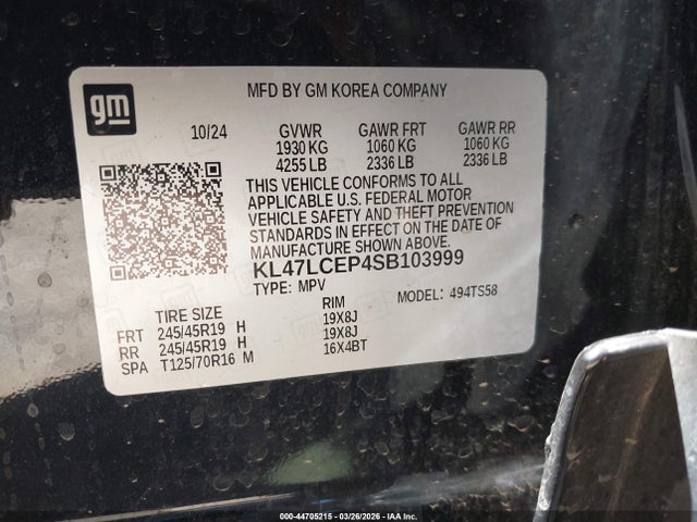 44705215 :رقم المزاد ، KL47LCEP4SB103999 vin ، 2025 Buick Envista Avenir Fwd مزاد بيع
