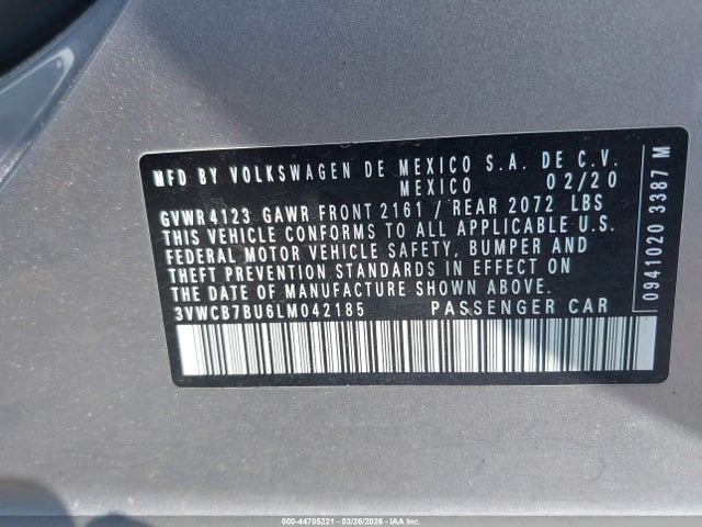 Продаж на аукціоні авто 2020 Volkswagen Jetta 1.4t R-line/1.4t S/1.4t Se, vin: 3VWCB7BU6LM042185, номер лоту: 44705221