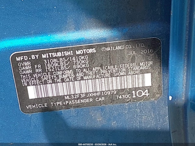 2017 MITSUBISHI MIRAGE G4 ML32F3FJXHHF10979 Photo 8