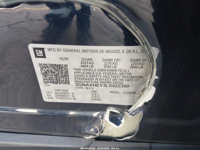 3GNAXHEV3LS622390 Chevrolet Equinox Fwd Ls