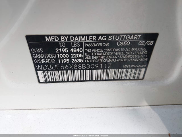 2008 MERCEDES-BENZ E 350 WDBUF56X88B309117 Photo 8