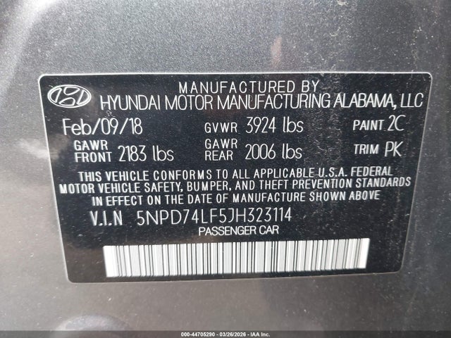 Hyundai ELANTRA SE 2018 5NPD74LF5JH323114 Image 9