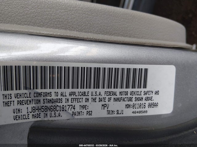 2008 Jeep Commander Limited მანქანა იყიდება აუქციონზე, vin: 1J8HH58N68C191774, აუქციონის ნომერი: 44705332