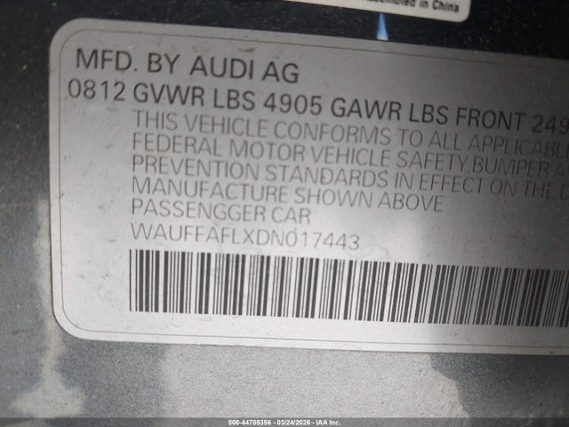 2013 AUDI A4 WAUFFAFLXDN017443 Photo 8