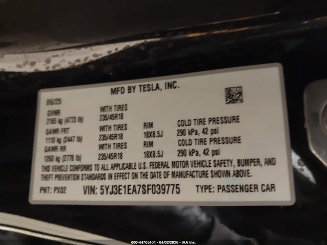 2025 TESLA MODEL 3 5YJ3E1EA7SF039775 Photo 8