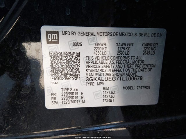 Продаж на аукціоні авто 2026 Gmc Terrain Awd Elevation, vin: 3GKALUEG7TL100679, номер лоту: 44705410