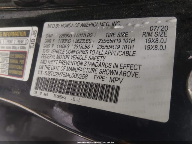 Aukcja sprzedaży 2021 Acura Rdx Advance Package/pmc Edition, vin: 5J8TC2H75ML000258, numer aukcji: 44705425