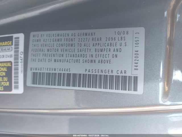 Продаж на аукціоні авто 2009 Volkswagen Rabbit S, vin: WVWAB71K89W144445, номер лоту: 44705464