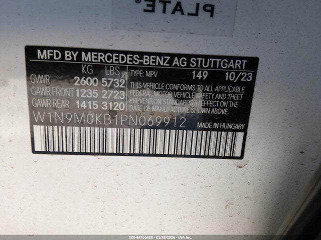 W1N9M0KB1PN069912 Mercedes-Benz Eqb 300 Suv 4matic