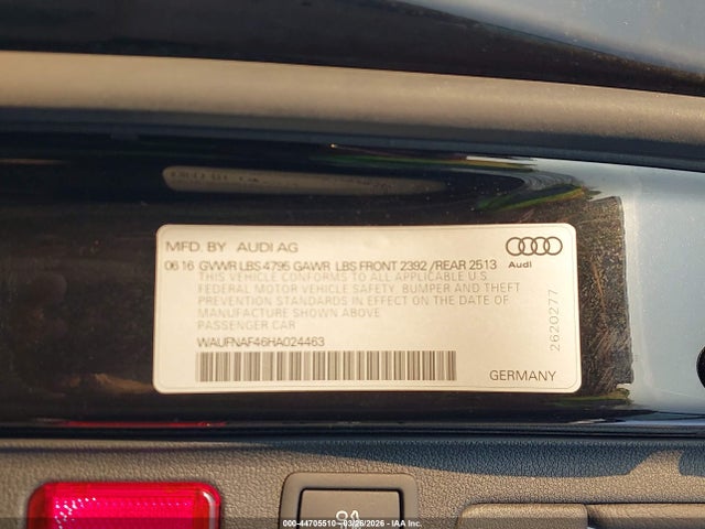 Aukcja sprzedaży 2017 Audi A4 2.0t Premium, vin: WAUFNAF46HA024463, numer aukcji: 44705510