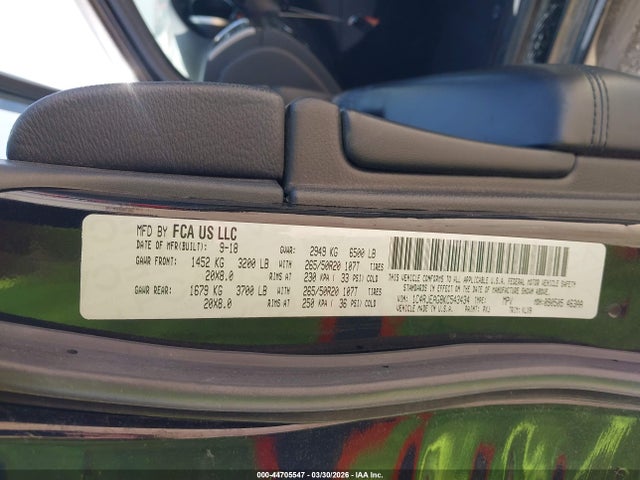 44705547 :رقم المزاد ، 1C4RJEAG8KC543434 vin ، 2019 Jeep Grand Cherokee Altitude 4x2 مزاد بيع