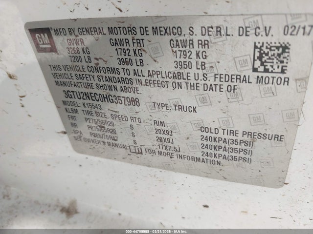 3GTU2NEC0HG357908 GMC Sierra 1500 Slt