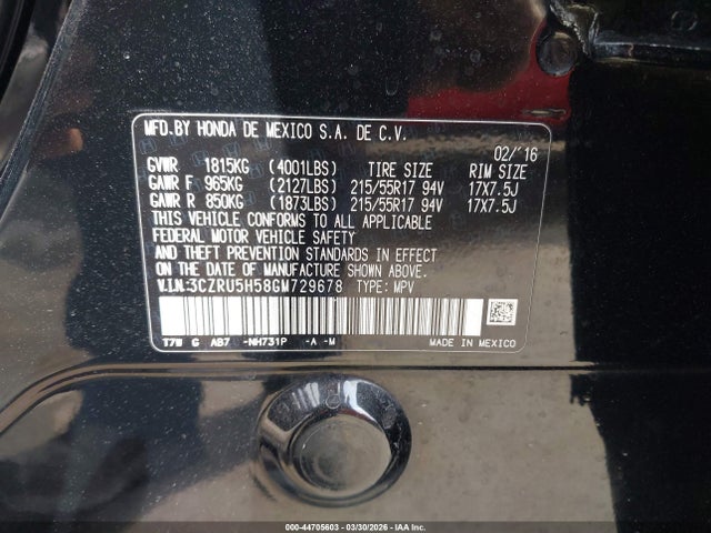 2016 HONDA HR-V 3CZRU5H58GM729678 Photo 8