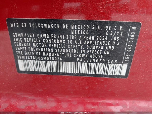 Продаж на аукціоні авто 2025 Volkswagen Jetta 1.5t Se, vin: 3VW7X7BU6SM015036, номер лоту: 44705604
