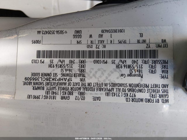 Продажа на аукционе авто 2012 Ford Focus Se, vin: 1FAHP3K28CL356509, номер лота: 44705616