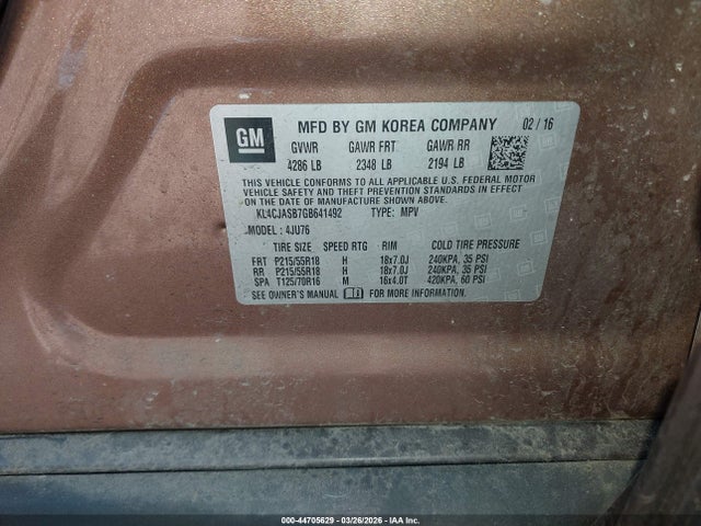 Продажа на аукционе авто 2016 Buick Encore, vin: KL4CJASB7GB641492, номер лота: 44705629