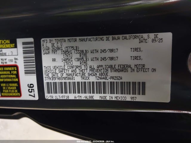 3TMKB5FN8SM050681 Toyota Tacoma Sr5