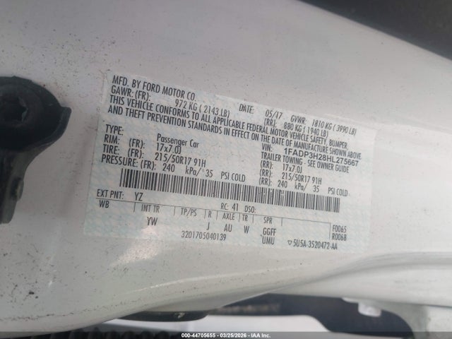 1FADP3H28HL275667 Ford FOCUS SEL