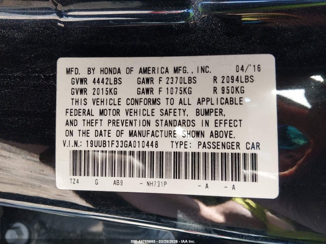 19UUB1F33GA010448 Acura TLX