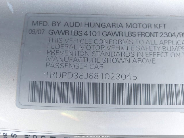 2008 AUDI TT TRURD38J681023045 Photo 8