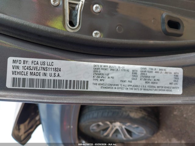 Продаж на аукціоні авто 2022 Jeep Grand Wagoneer Series I 4x4, vin: 1C4SJVEJ7NS111824, номер лоту: 44705723