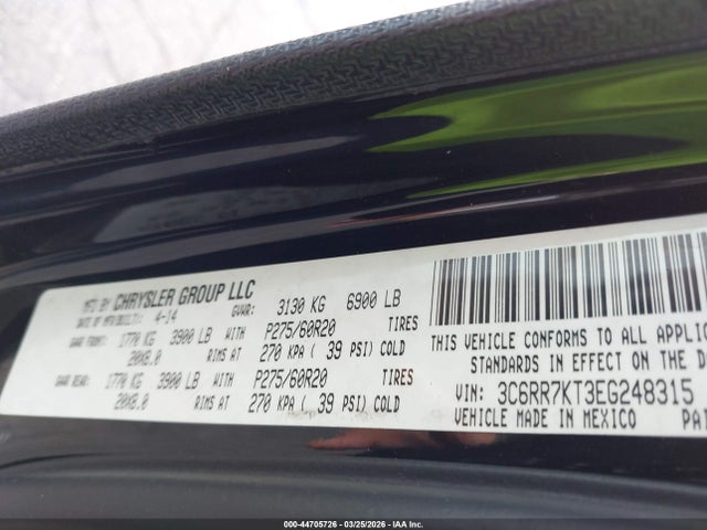 Продаж на аукціоні авто 2014 Ram 1500 Express, vin: 3C6RR7KT3EG248315, номер лоту: 44705726
