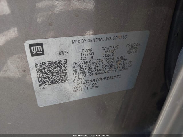 1G1ZD5ST9PF251521 Chevrolet Malibu Fwd 1lt