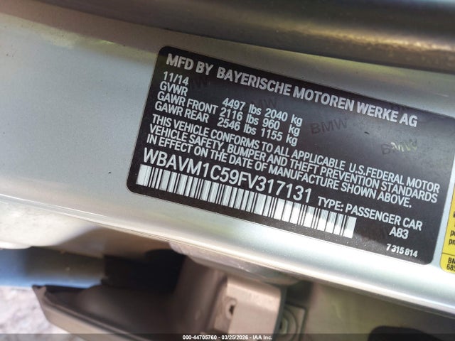 Aukcja sprzedaży 2015 Bmw X1 Sdrive28i, vin: WBAVM1C59FV317131, numer aukcji: 44705760