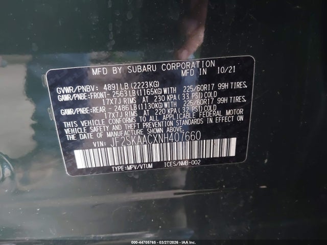 2022 SUBARU FORESTER JF2SKAACXNH407660 Photo 8