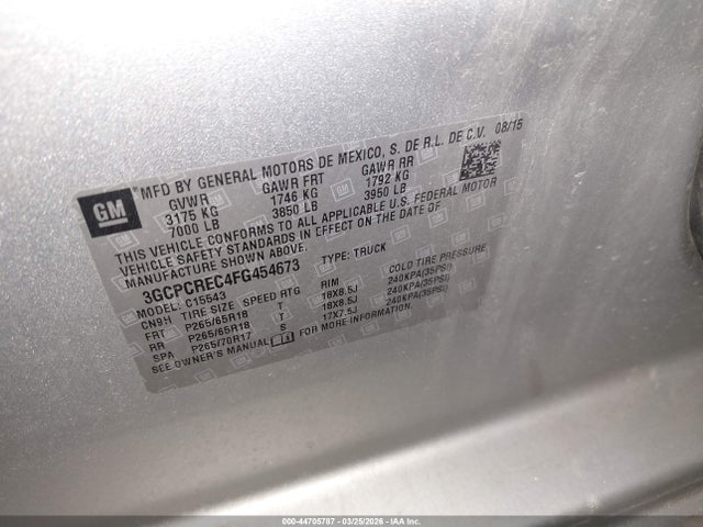 3GCPCREC4FG454673 Chevrolet Silverado 1500 2lt
