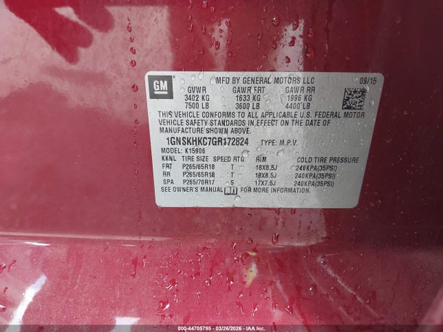 2016 CHEVROLET SUBURBAN 1GNSKHKC7GR172824 Photo 8