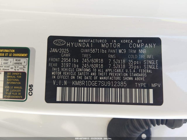 Hyundai Palisade Se 2025 KM8R1DGE7SU912385 Image 9