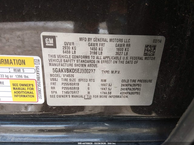 Aukcja sprzedaży 2014 Buick Enclave Leather, vin: 5GAKVBKD5EJ300237, numer aukcji: 44705828