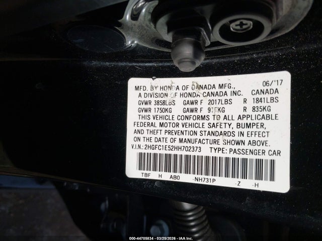 44705834 :رقم المزاد ، 2HGFC1E52HH702373 vin ، 2017 Honda Civic Si مزاد بيع