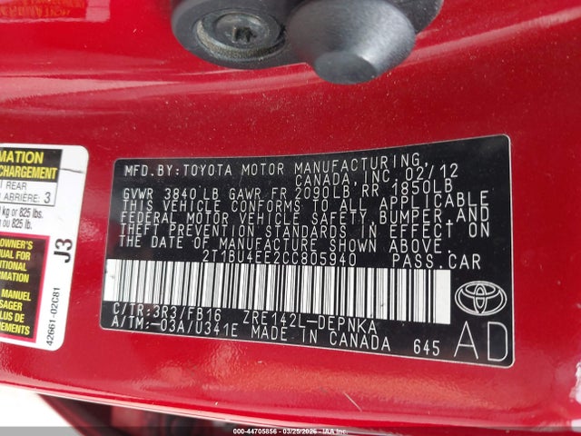 2012 TOYOTA COROLLA 2T1BU4EE2CC805940 Photo 8