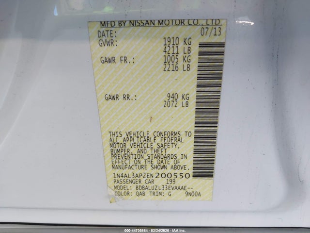 Nissan Altima 2.5 Sv 2014 1N4AL3AP2EN200550 Image 9