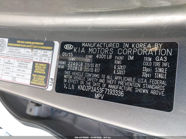 KIA SOUL + 2015 KNDJP3A53F7193336 Image 9