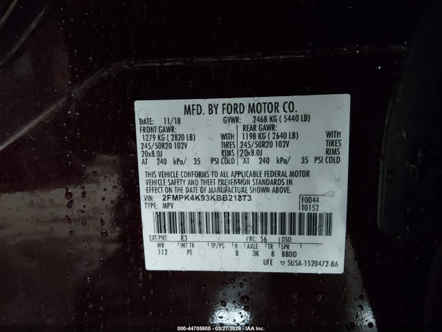 Ford Edge Titanium 2019 2FMPK4K93KBB21873 Image 9
