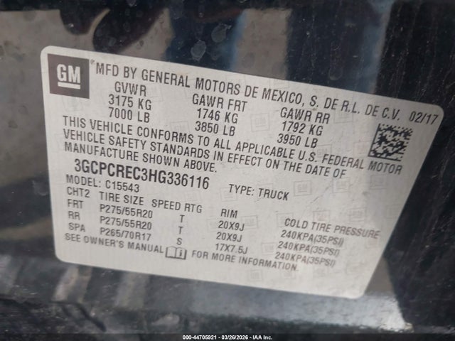2017 CHEVROLET SILVERADO 1500 3GCPCREC3HG336116 Photo 8