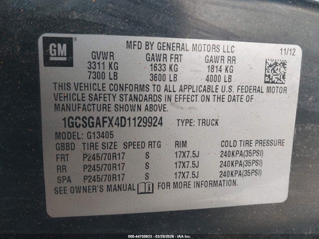 2013 CHEVROLET EXPRESS 1500 1GCSGAFX4D1129924 Photo 8